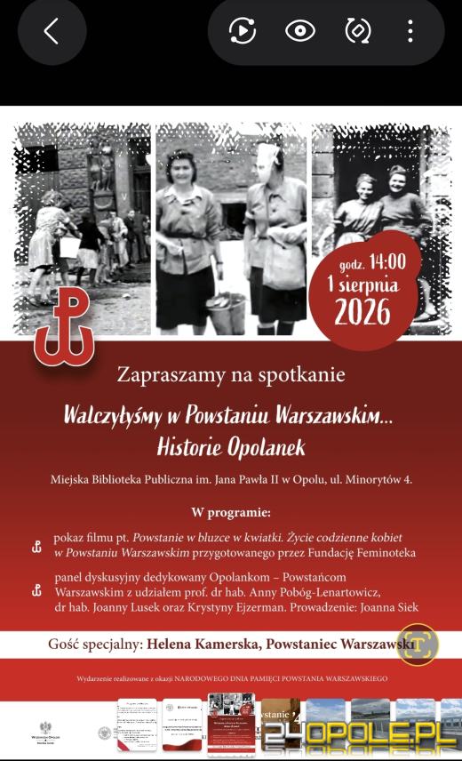 Opole uczci 82. rocznicę wybuchu Powstania Warszawskiego