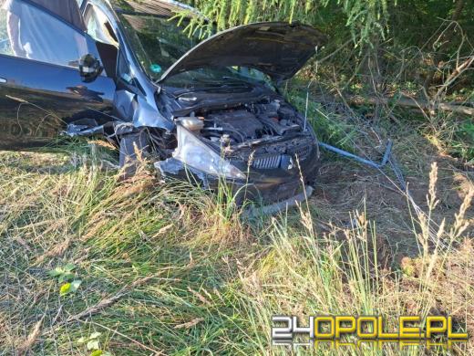 Mitsubishi wypadło z autostrady A4 i uderzyło w ogrodzenie