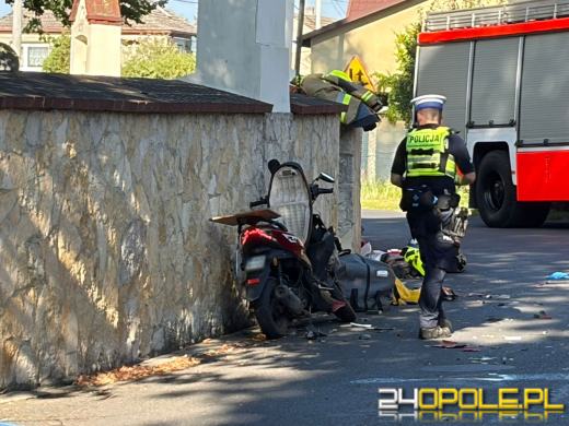 Zderzenie jednośladów w Dąbiu. Dwie osoby trafiły do szpitala