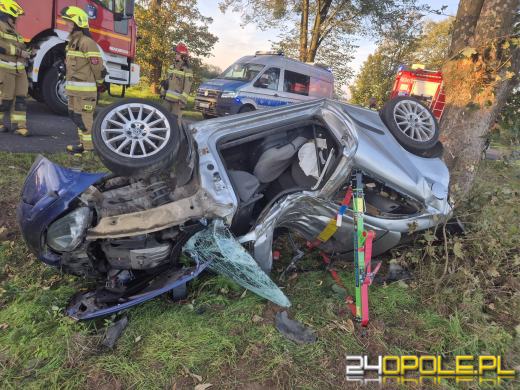 Tragiczny wypadek na DW407. Samochód uderzył w drzewo