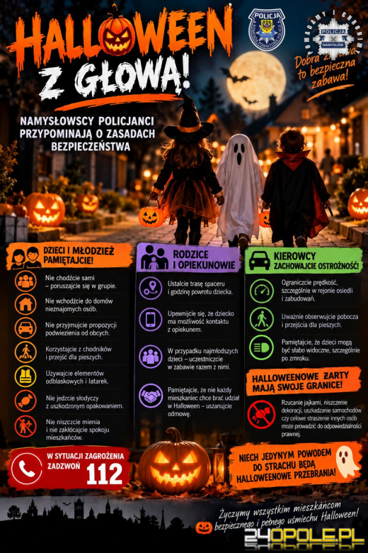 Halloween pod lupą policji. Na te sytuacje powinni uważać rodzice i kierowcy