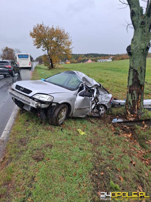18-latka uderzyła oplem w drzewo. W samochodzie było dwóch 15-latków