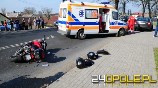 Zderzenie samochodów i motocyklu w Opolu