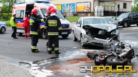 Zderzenie samochodu i motocykla na Chabrach