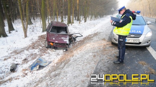 Poślizg i zderzenie z drzewem na ul. Strzeleckiej