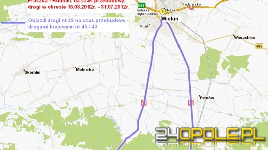 Krajowa "42" w remoncie na odcinku Praszka - Rudniki