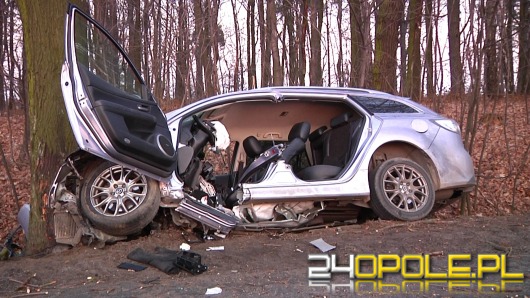 Mazda uderzyła w drzewo, kierowca ranny