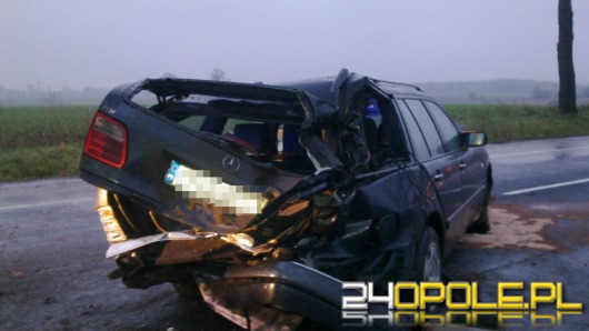 Kierowca mercedesa uderzył w drzewo