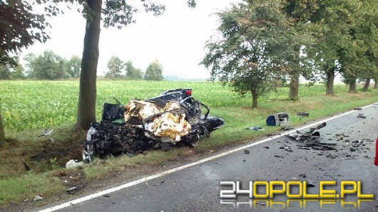 Tragiczne zderzenie pod Kluczborkiem, nie żyje kierowca lexusa