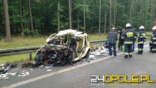 Czołowe zderzenie fiata pandy z ciężarówką