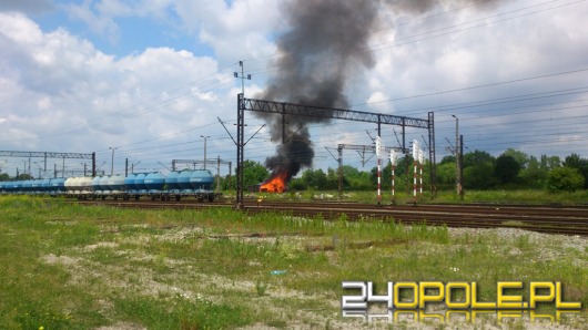 Pożar podkładów kolejowych przy ogródkach działkowych