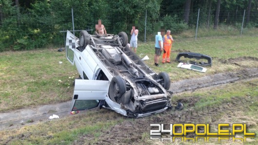 Pożar samochodu i kolizja na autostradzie A4