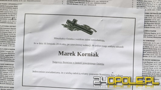 Wyborcze nekrologi w gminie Ozimek