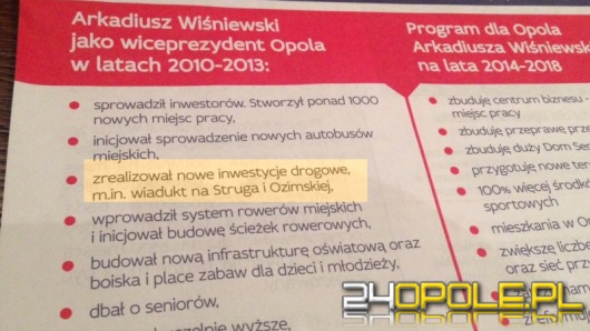 Wiśniewski chwali się budową wiaduktu. Czytelnik: Nie miał z tym nic wspólnego.