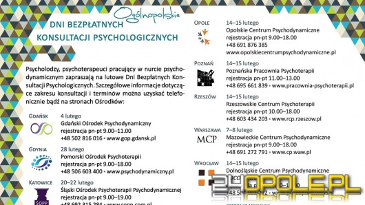 Bezpłatne konsultacje psychologiczne w ten weekend