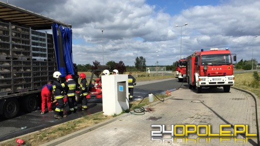 W ciężarówce wiozącej drób zapaliła się opona