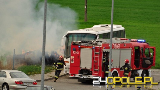 Pożar sterty słomy na ul. Wiejskiej w Opolu