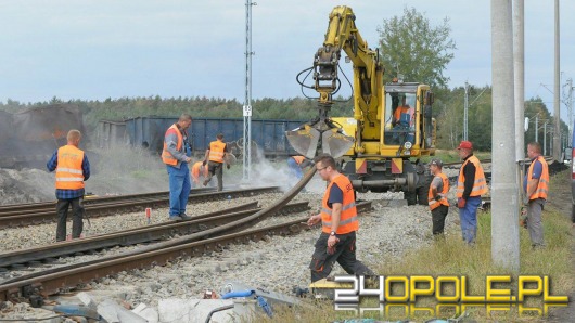 Trwa naprawa torowiska i trakcji po wykolejeniu pociągu pod Opolem