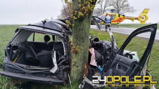 Volkswagen rozbił się na drzewie. Jedna osoba nie żyje.