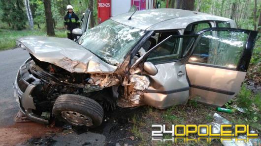 Wypadek na trasie Kup-Murów. Auto osobowe uderzyło w drzewo