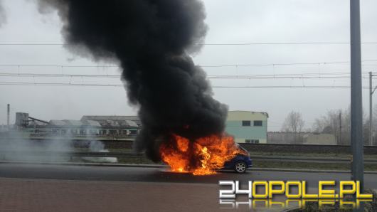 W Lewinie Brzeskim spłonął samochód osobowy