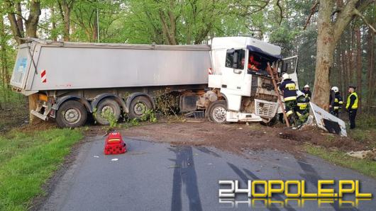 Ciężarówka uderzyła w drzewo, kierowca w ciężkim stanie w szpitalu