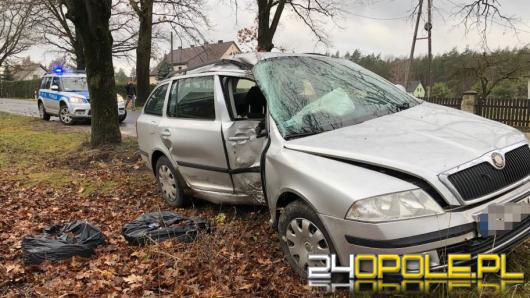 Tarnów Opolski. Kobieta wjechała w drzewo. Lądował śmigłowiec LPR