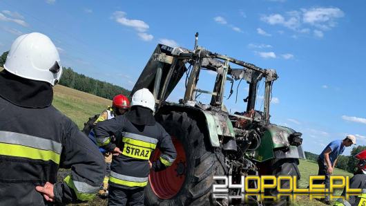 Pracowity dzień opolskich strażaków. Doszło dziś do kilku kolizji, spłonął też traktor