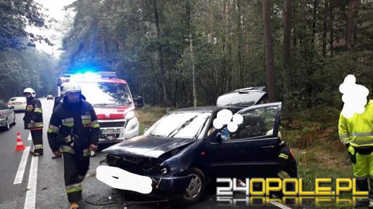 Volkswagen wpadł do rowu. Wypadek na DK45 