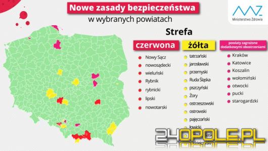 Nowe powiaty w "czerwonych" i "żółtych" strefach. Kilka powiatów na liście ostrzegawczej