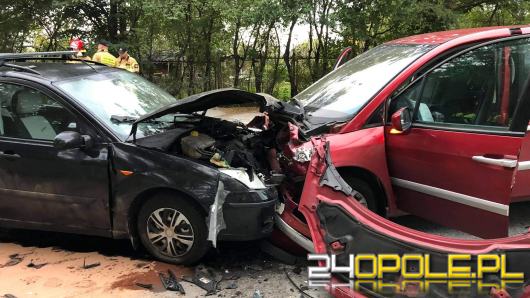 Czołowe zderzenie pojazdów na Luboszyckiej. Ranna matka z dziećmi 