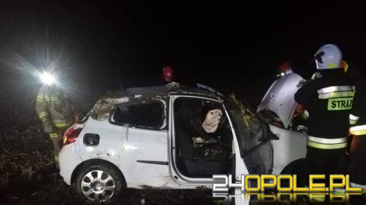 Dachowanie osobówki w powiecie brzeskim. Mężczyzna wrócił do domu i wezwał pomoc