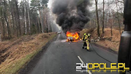 Kierowca uderzył w drzewo, a pojazd spłonął 