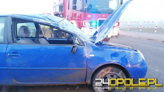 Dachowanie w gminie Ujazd. Kierowca poszkodowany