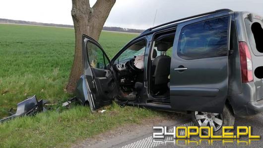 Kierowca citroena uderzył w drzewo. 3 osoby trafiły do szpitala 