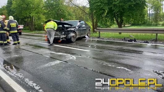 Czołowe zderzenie osobówek na trasie Opole-Zawada. Dwoje dzieci trafiło do szpitala