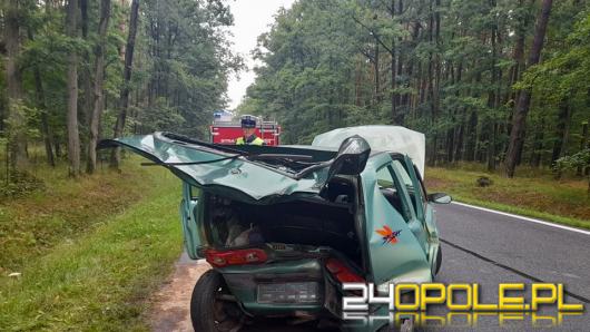 Wypadek drogowy z udziałem dwóch pojazdów w na trasie Lubsza-Rogalice