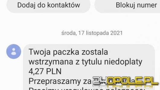 Fałszywy sms z prośbą o uregulowanie dopłaty za paczkę - uważajcie to oszustwo