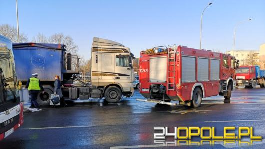 Zderzenie samochodu ciężarowego z osobówką na skrzyżowaniu Luboszyckiej z Nysy Łużyckiej