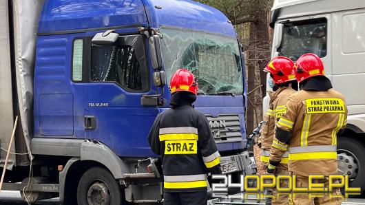 Dwa samochody ciężarowe zderzyły się w powiecie kędzierzyńsko-kozielskim