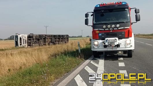 Ciężarówka wypadła z drogi pomiędzy Bierzowem, a węzłem autostradowym