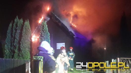 Nocna akcja strażaków w Niwkach. W ogniu drewniany budynek