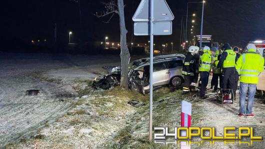 4 osoby trafiły do szpitala po zderzeniu busa z osobówkami na DK 46