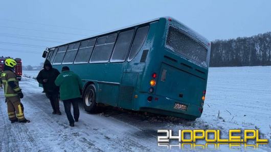 Autobus przewożący pasażerów zjechał do rowu