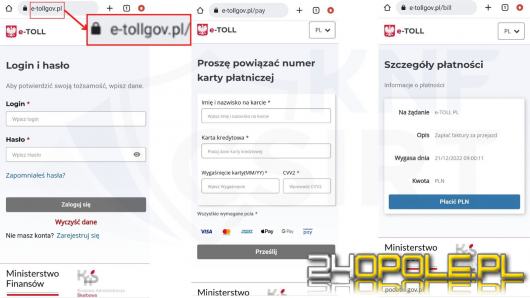 Służby ostrzegają przed fałszywą stroną systemu e-TOLL