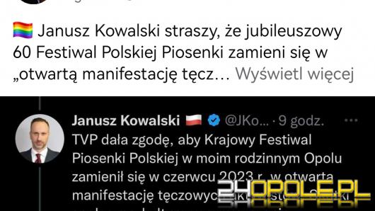 Poseł Janusz Kowalski boi się "homopropagandy" podczas opolskiego Festiwalu