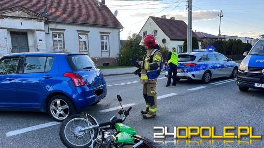 Zderzenie motocykla z samochodem osobowym w Gorzowie Śląskim