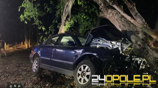Poważny wypadek w gminie Strzeleczki. Samochód wbił się w drzewo