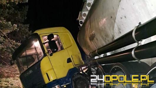 Samochód ciężarowy przewrócił się na DK46 w gminie Ozimek