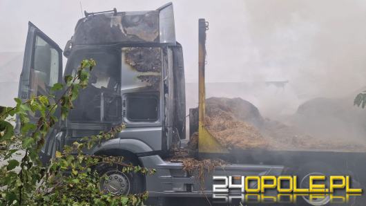 Pożar ciężarówki ze słomą w Pawłowiczkach. Na miejscu 7 zastępów straży pożarnej